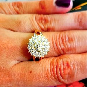 Pave CZ Simulated Diamond Swirl Rhinestone Cocktail Ring